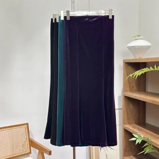 【美人鱼】瘦人专属 鱼尾裙包臀半身裙A字长裙丝绒垂感风情万种裙