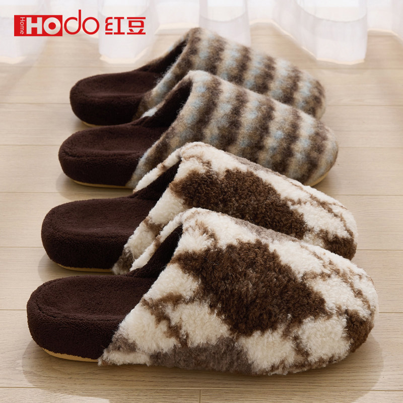 复古轻奢情侣家居毛毛棉拖鞋防滑