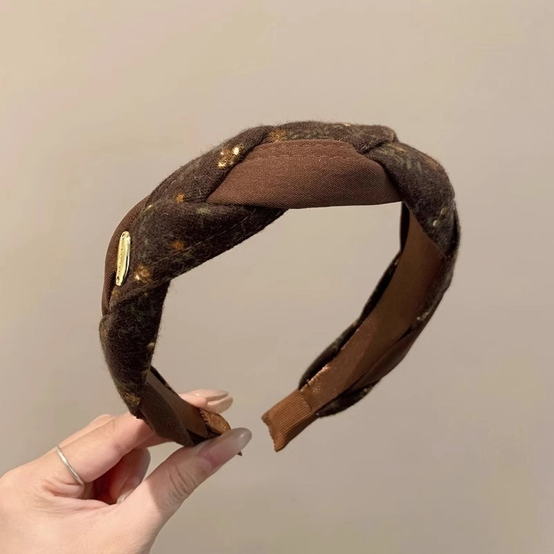 韩系碎花布艺编织发箍秋冬百搭