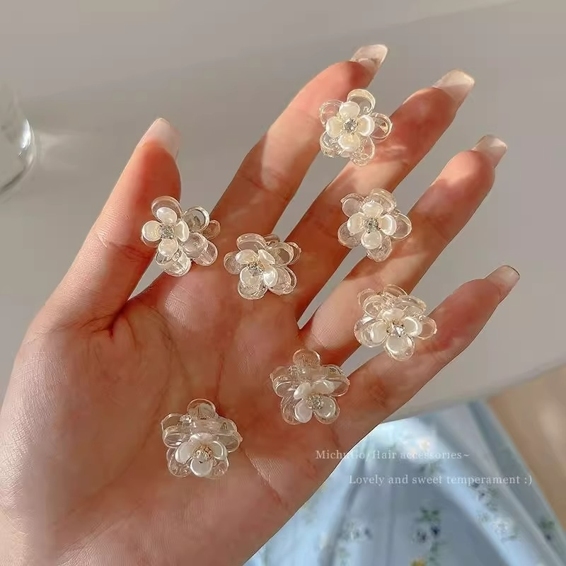 超仙花朵刘海小抓夹水钻发夹