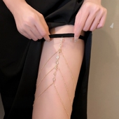 三层流苏水钻腿链春夏新时尚 身体链 性感配饰欧美辣妹百搭网红爆款