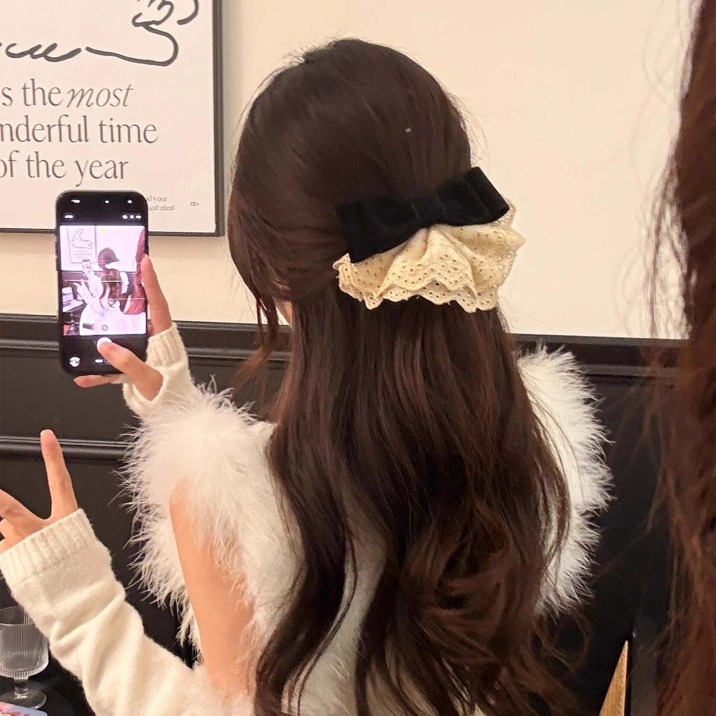 法式气质蝴蝶结蕾丝裙摆发夹