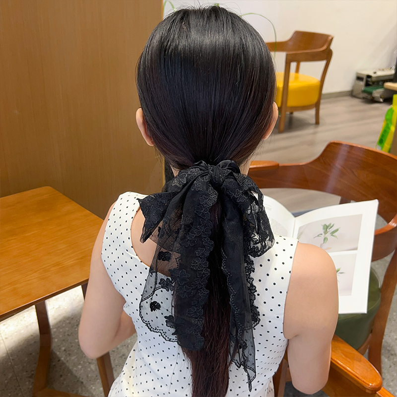 法式超仙立体蕾丝蝴蝶结发绳