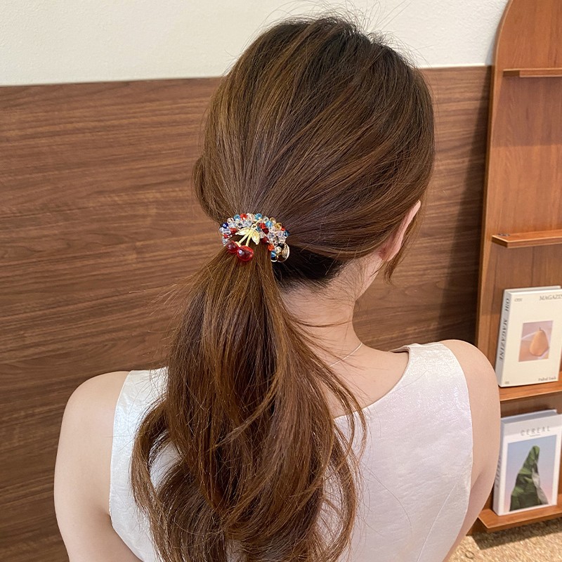 韩国水钻彩色水晶手链两用发圈