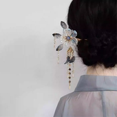 冰花寻芳国风新中式 花朵流苏发簪发饰女高级感古风旗袍头饰发钗