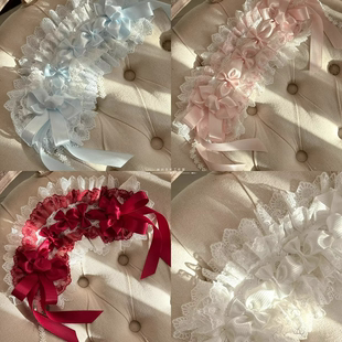 甜美可爱粉色洛丽塔樱花树下的告白Lolita发带基础蝴蝶结甜妹头饰