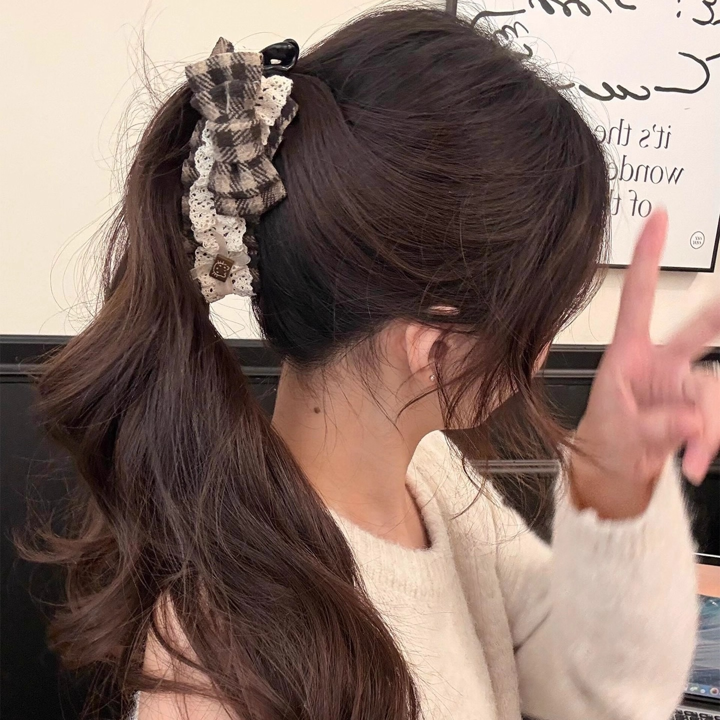 可爱好看蕾丝蝴蝶结香蕉夹女发饰后脑勺盘发夹头饰马尾夹竖夹发卡