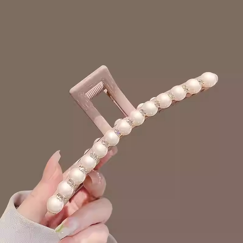 优雅甜美粉色珍珠高级感抓夹