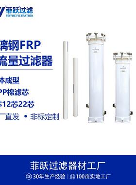 FRP玻璃钢多芯过滤器5芯12芯22芯40寸PP熔喷滤芯精密过滤器
