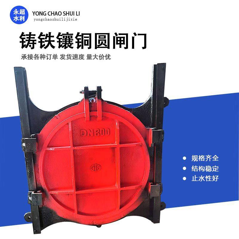 铸铁镶铜闸门渠道河道农田灌溉方圆一体电动双止水闸门铸铁圆闸门