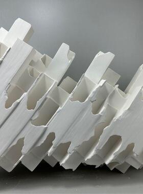 家通简约创意白色方管巢形陶瓷花器样板间售楼处客厅艺术软装摆件