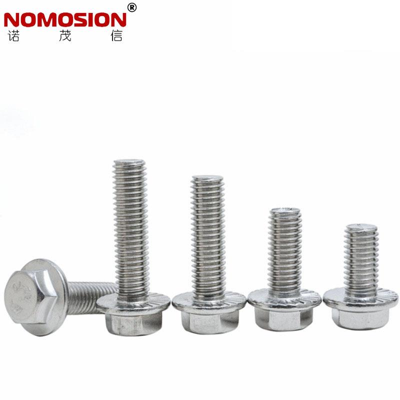 正宗304不锈钢GB5789外六角法兰面螺栓带垫带齿螺丝M5M6M8M10