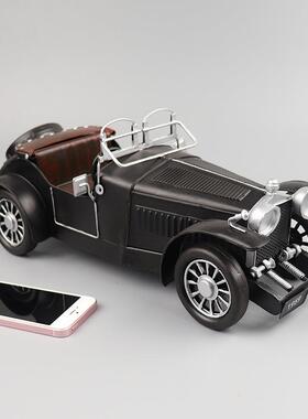 复古名爵敞篷跑车模型铁皮手工艺品酒吧客厅橱窗柜收藏装饰品摆件