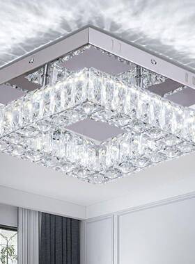 2023新款LED正方形水晶吸顶灯现代简约餐厅灯书房灯玄