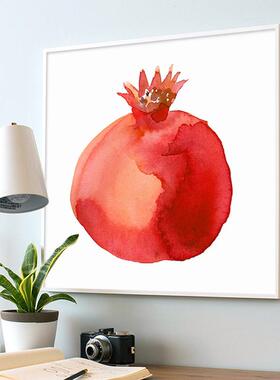 餐厅装饰画红色挂画石榴画单幅水果北欧现代墙画新中式画餐桌摆画