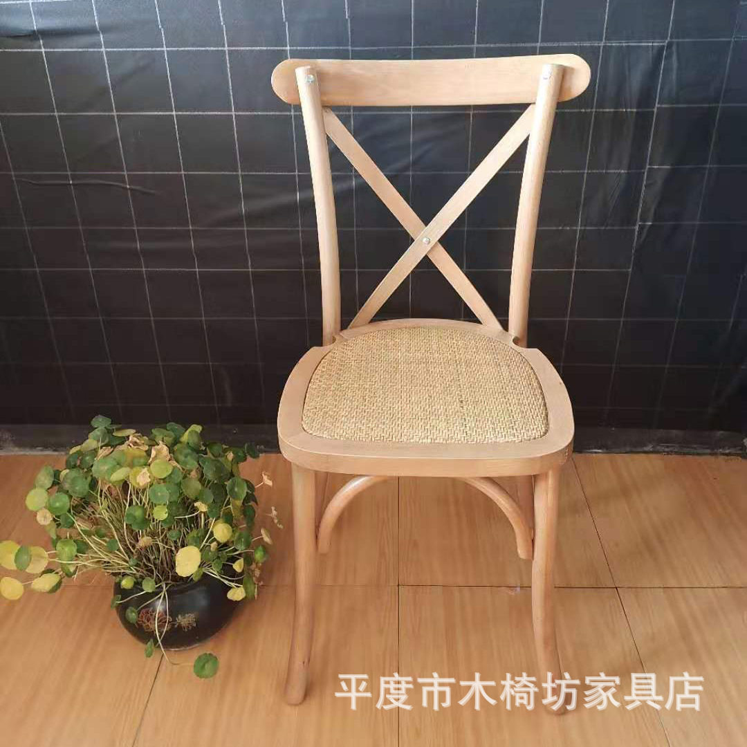 批发榉木叉背竹节椅餐厅宴会座椅商用聚会餐椅