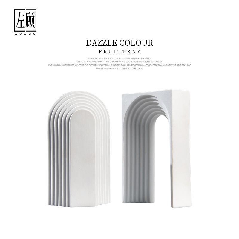 左顾简约现代抽象白色几何摆件客厅玄关办公室样板间家居软装饰品