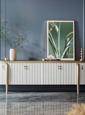 意式轻奢电视柜白色储物柜现代简约靠墙边柜家用客厅储物柜