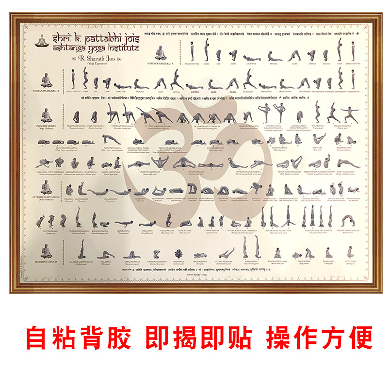 阿斯汤加瑜伽串联体式全一级序列挂图高清自粘装饰阿汤伽瑜伽贴画