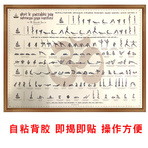 阿斯汤加瑜伽串联体式全一级序列挂图高清自粘装饰阿汤伽瑜伽贴画
