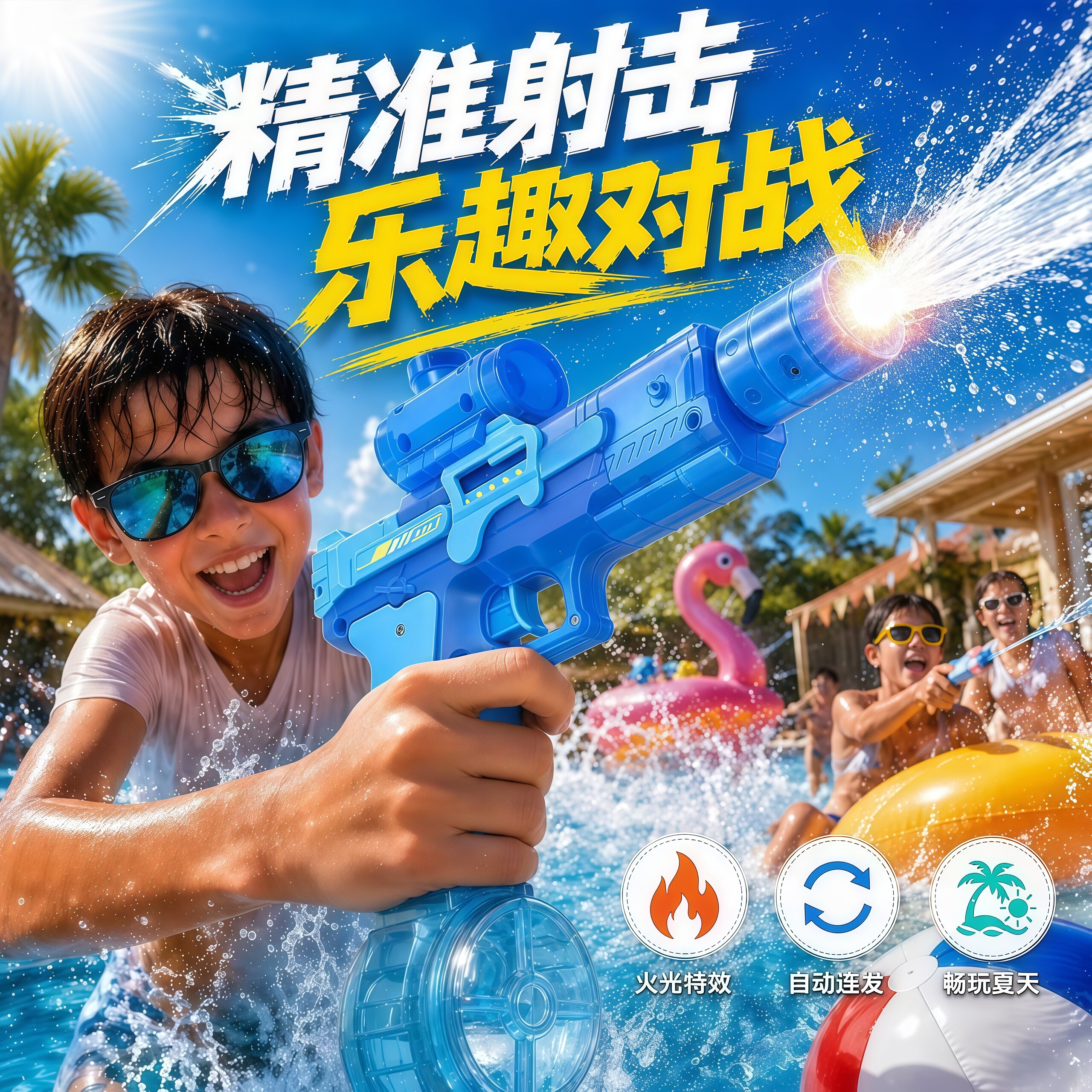 电动水枪连发高压远射儿童玩具图片