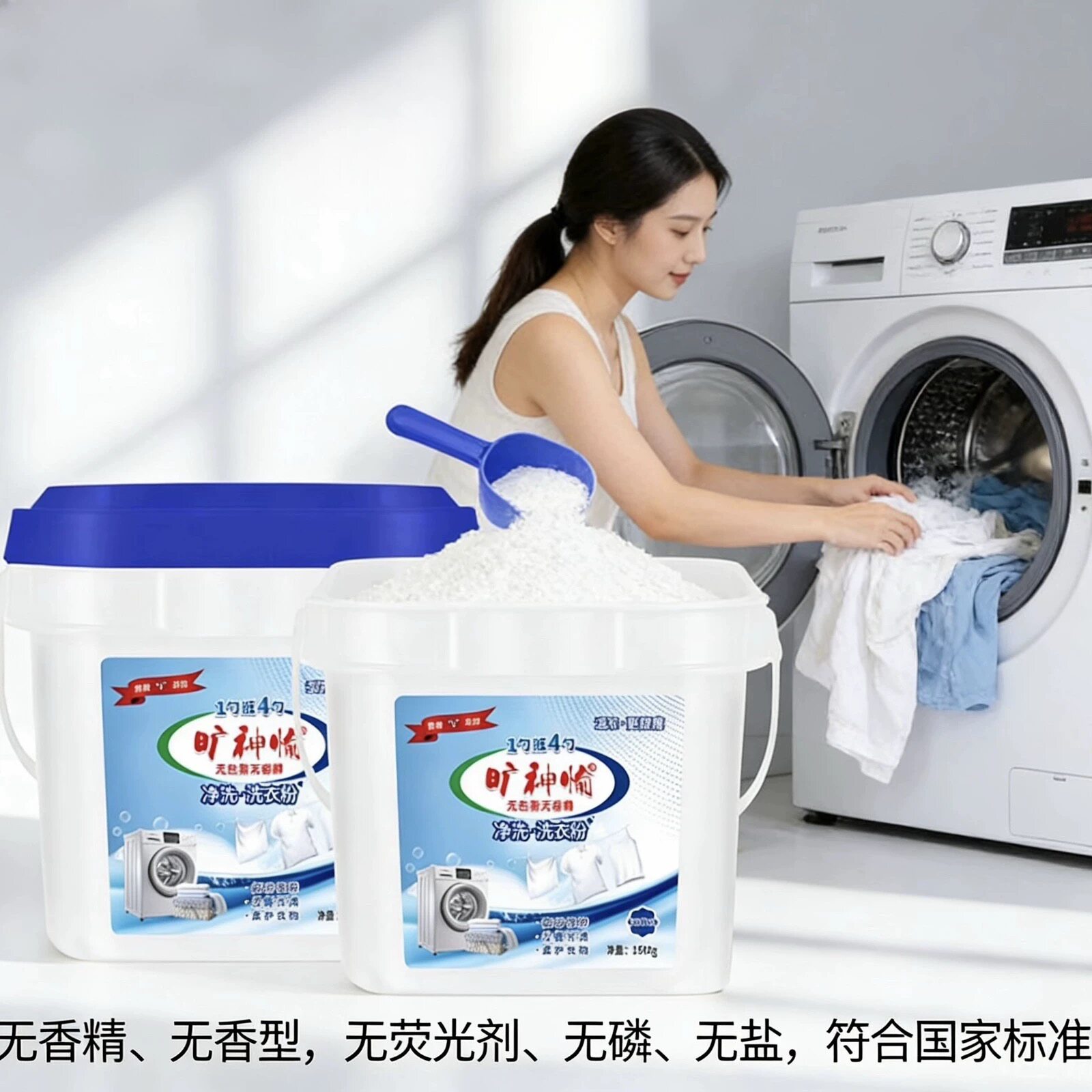 【安心购｜正品】桶装无香味洗衣粉无磷无荧光剂校服高效去污家用