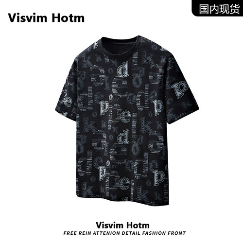 VISVIM BESSEL男短袖t恤新款美式高级潮牌半袖宽松字母印花打底衫