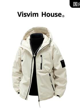 VISVIM SHINY冬季宽松90白鸭绒羽绒服外套男加厚连帽工装朋克服女