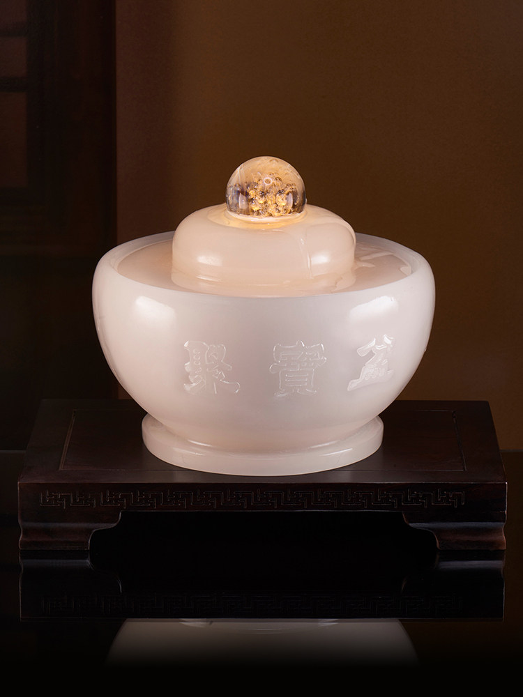 中式聚宝盆流水摆件循环水客厅茶桌风水轮装饰品开业乔迁礼品好物