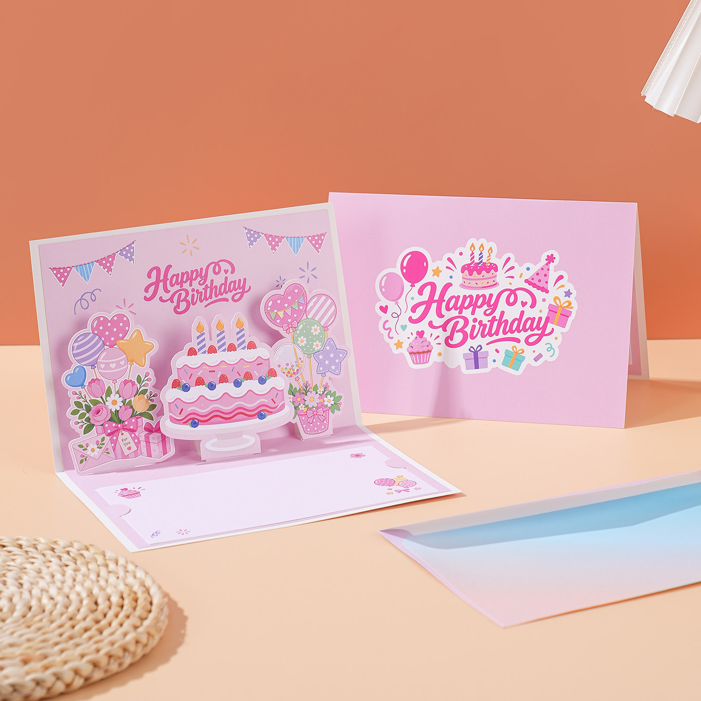 生日贺卡立体高级感送男朋友卡通蛋糕儿童女生创意生日祝福卡定制