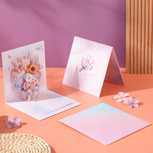 3D立体花束小清新贺卡送老师