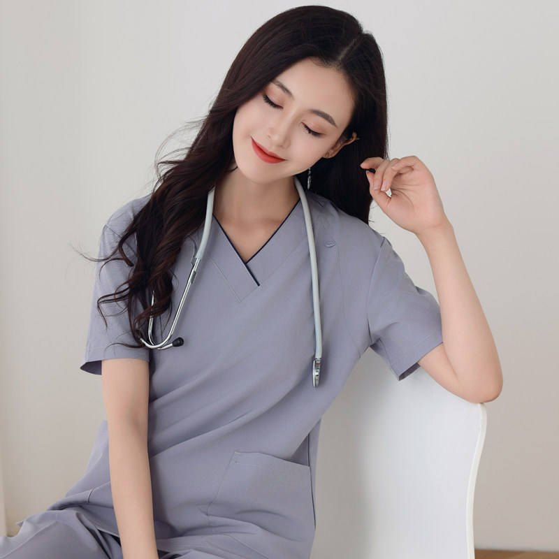 洗手衣短袖女夏季薄款口腔医生工作服手术衣刷手服弹力速干护士服