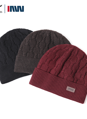 七匹狼IAW系列冬季保暖帽子男士冷帽加绒加厚高级感日系毛线帽wo