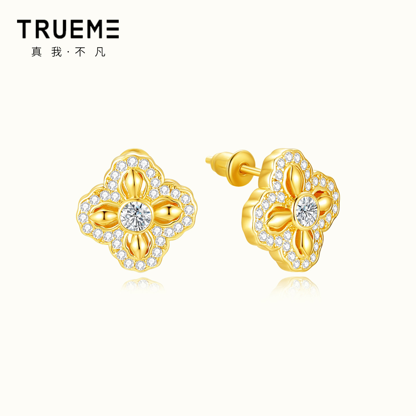 真我不凡S925银四叶草耳钉女十字金刚杵高级感金色耳钉气质耳饰女,饰品/流行首饰/时尚饰品新,耳钉,淘宝优惠券,粉丝福利购,淘宝优惠卷