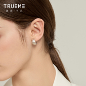 真我不凡S925银小银豆耳扣女2025新款 水滴拉丝工艺耳圈耳饰方圆脸