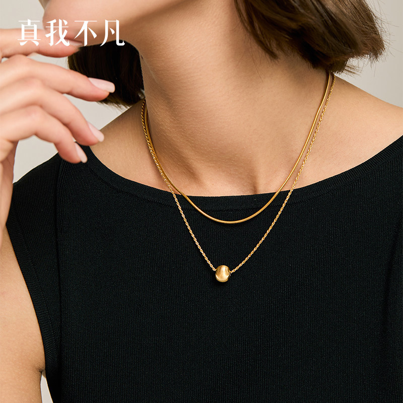 真我不凡S925纯银金色猫眼珠项链女2025猫眼珠转运套链锁骨链女