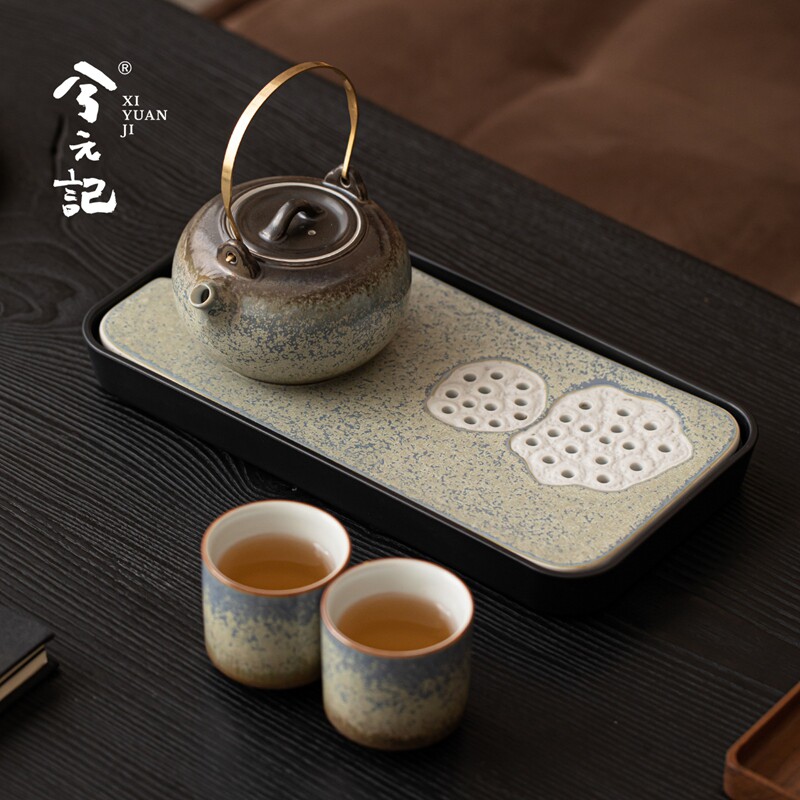 兮元记提梁壶茶具套组窑变陶瓷密胺蓄水茶盘一壶两杯整套功夫茶具图片