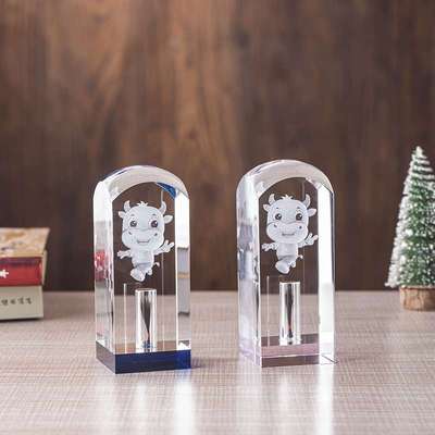 新生婴幼儿水晶印章胎毛胎发纪念品脐带印章琉璃十二生肖摆台满月