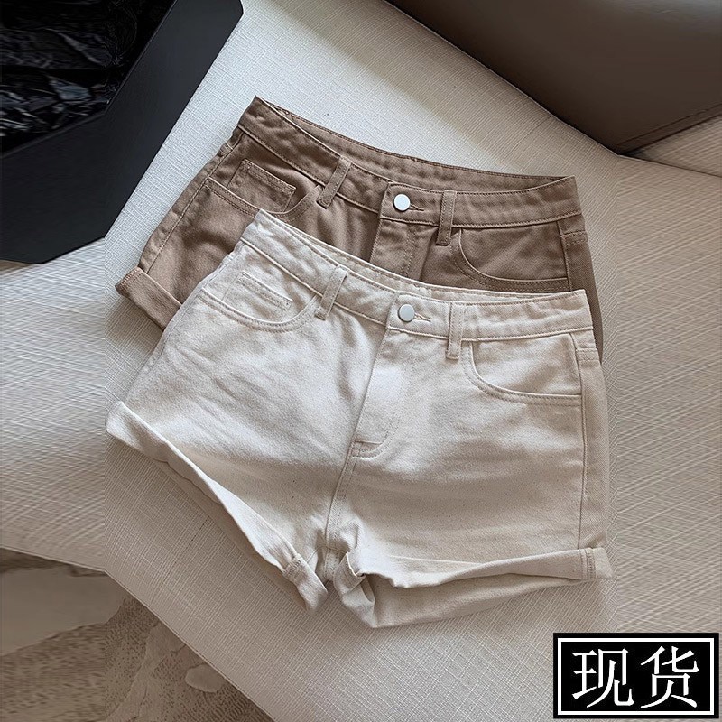 樊樊早安实穿g卷边牛仔短裤女夏薄款百搭美式休闲风中腰小直筒裤