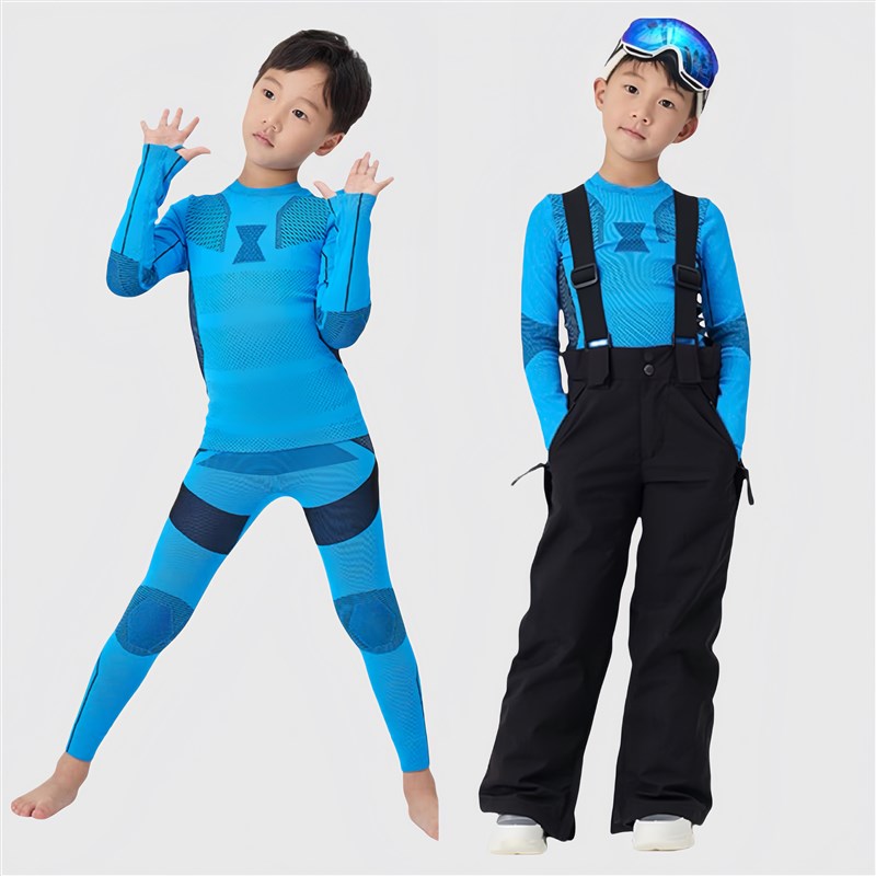 儿童滑雪速干衣女男童保暖t内衣运动户外健身衣跑步训练服打底套