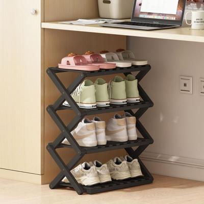 简约黑色宿舍鞋架可折叠大学生桌下置物架租房小型迷你鞋柜可折叠