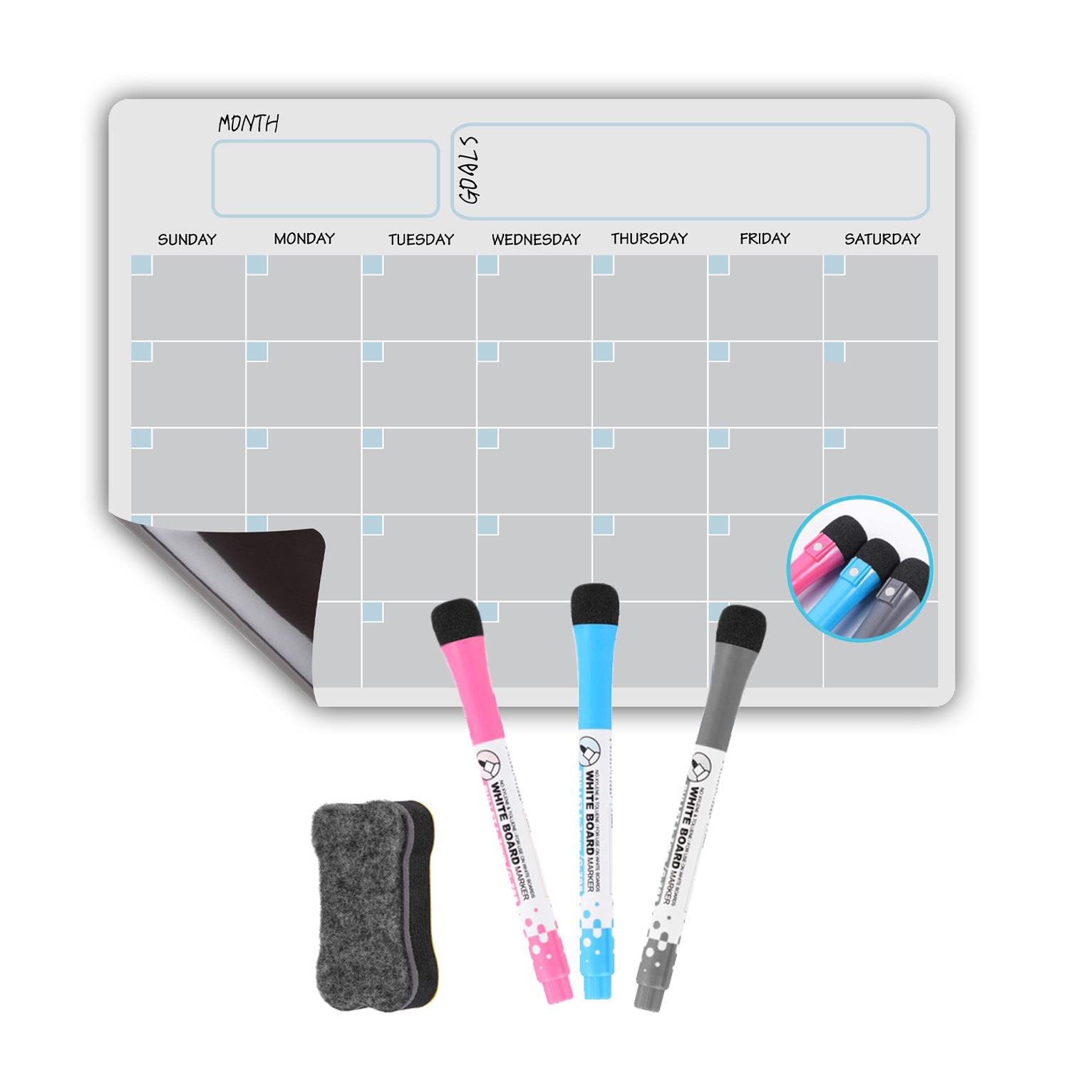 a3日历可擦写月周计划表磁性白板干擦白板冰箱贴留言板软白板套装