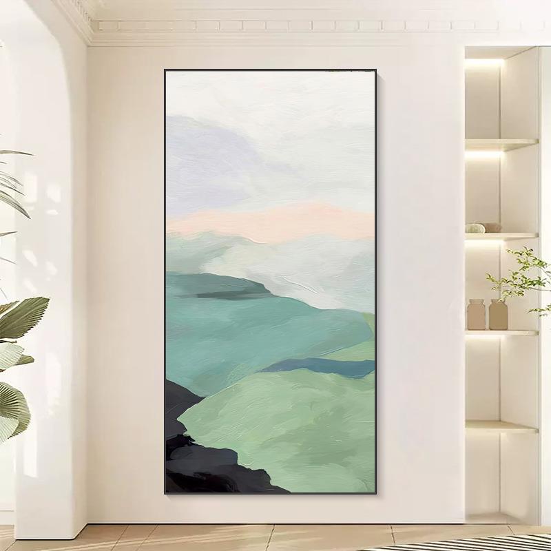 装饰画ins奶油风玄关画高级感客厅抽象铝合金油画走廊壁画背景画