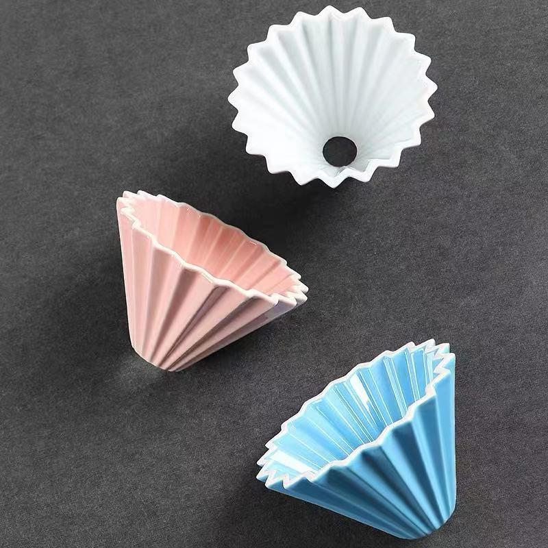 咖啡折纸滤杯 陶瓷手冲咖啡过滤器 V60滴滤咖啡过滤杯带杯托