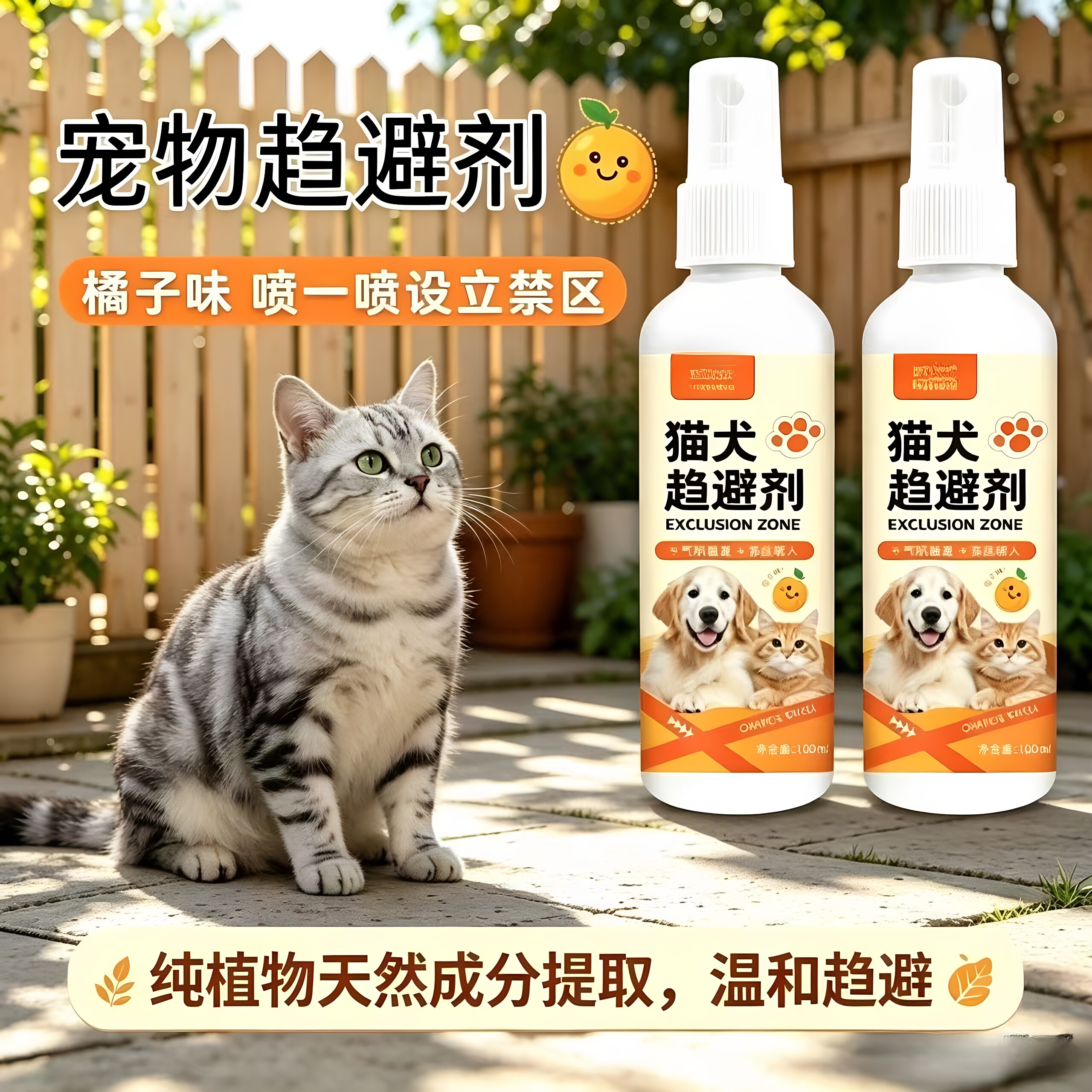 橘子味驱避剂喷雾防止猫狗上床乱抓拉尿室内外禁区汽车防抓
