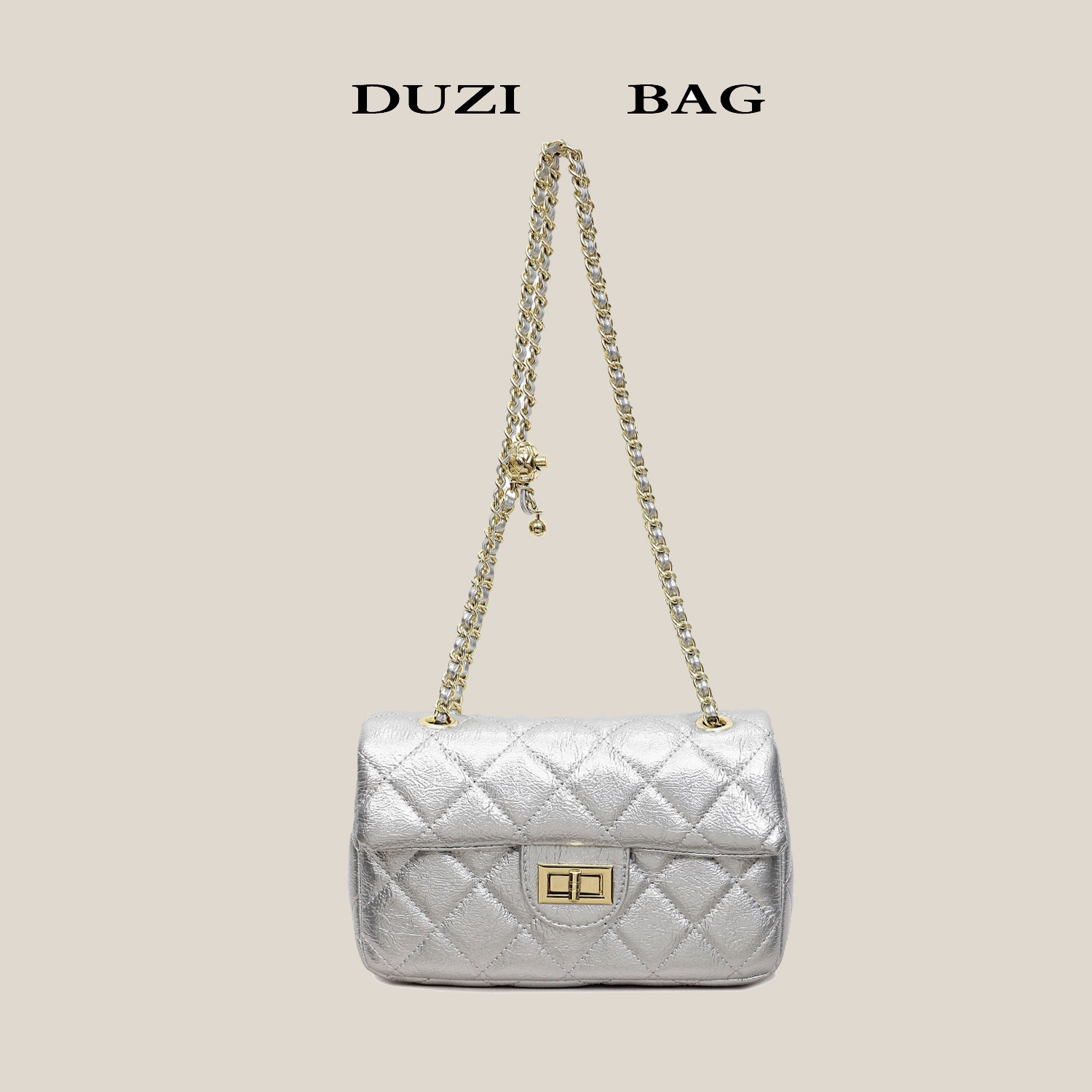 时髦银色小香风包包菱格链条小方包百搭单肩斜挎包高级感送礼物包,箱包皮具/热销女包/男包,小方包,淘宝优惠券,粉丝福利购,淘宝优惠卷