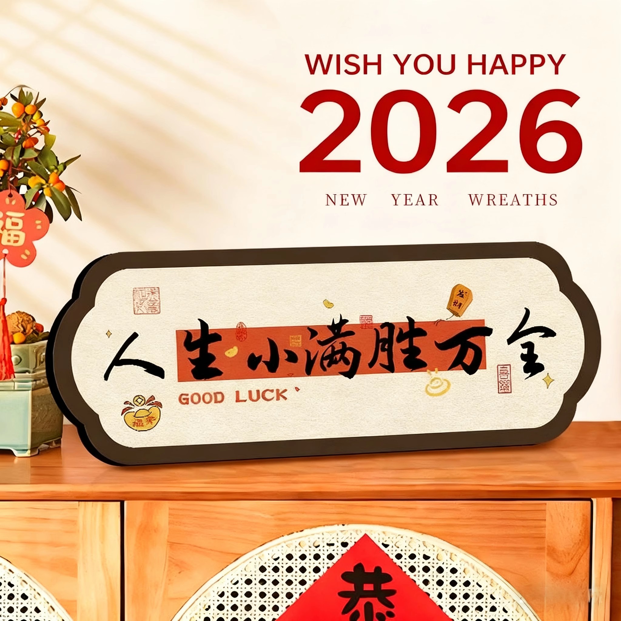 人生小满胜万全励志字画书法横款