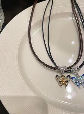 新款y2k复古新中式蝴蝶合金项链女ins小众锁骨链轻奢饰品配饰