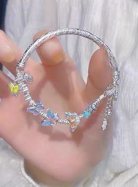 新中式古法烧蓝蝴蝶手链珐