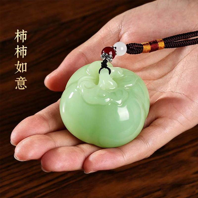 柿柿如意防玉手把件盘玩解压小物件年年有鱼随身把玩创意摆件
